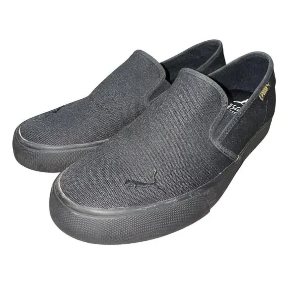 PUMA SLIP-ON CANVAS SHOES WOMENS 9 BLACK GUM SOLE SOFTFOAM+ COMFORT - Picture 2 of 10